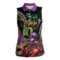 Personalized Mardi Gras Funny Shrimp Women Sleeveless Polo Shirt Fleur De Lis Special Version - Wonder Print Shop