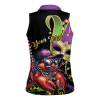 Personalized Mardi Gras Funny Shrimp Women Sleeveless Polo Shirt Fleur De Lis Special Version - Wonder Print Shop