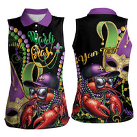 Personalized Mardi Gras Funny Shrimp Women Sleeveless Polo Shirt Fleur De Lis Special Version - Wonder Print Shop