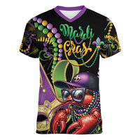 Personalized Mardi Gras Funny Shrimp Women V-Neck T-Shirt Fleur De Lis Special Version - Wonder Print Shop