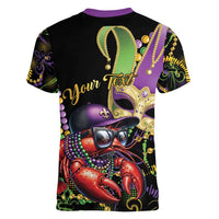 Personalized Mardi Gras Funny Shrimp Women V-Neck T-Shirt Fleur De Lis Special Version - Wonder Print Shop