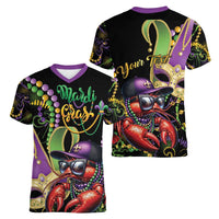 Personalized Mardi Gras Funny Shrimp Women V-Neck T-Shirt Fleur De Lis Special Version - Wonder Print Shop