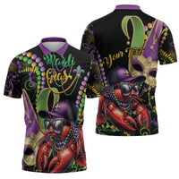 Personalized Mardi Gras Funny Shrimp Zipper Polo Shirt Fleur De Lis Special Version - Wonder Print Shop