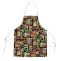 Hawaiian Santa Christmas Pattern Apron Black Version - Wonder Print Shop