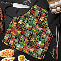 Hawaiian Santa Christmas Pattern Apron Black Version - Wonder Print Shop