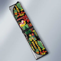 Hawaiian Santa Christmas Pattern Auto Sun Shade Black Version - Wonder Print Shop