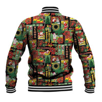 Hawaiian Santa Christmas Pattern Baseball Jacket Black Version - Wonder Print Shop