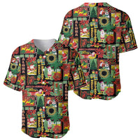 Hawaiian Santa Christmas Pattern Baseball Jersey Black Version - Wonder Print Shop
