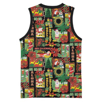 Hawaiian Santa Christmas Pattern Basketball Jersey Black Version - Wonder Print Shop