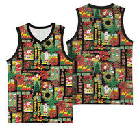 Hawaiian Santa Christmas Pattern Basketball Jersey Black Version - Wonder Print Shop