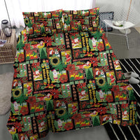 Hawaiian Santa Christmas Pattern Bedding Set Black Version - Wonder Print Shop