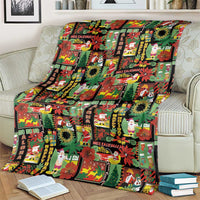 Hawaiian Santa Christmas Pattern Blanket Black Version - Wonder Print Shop