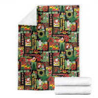 Hawaiian Santa Christmas Pattern Blanket Black Version - Wonder Print Shop
