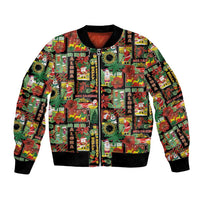 Hawaiian Santa Christmas Pattern Bomber Jacket Black Version - Wonder Print Shop