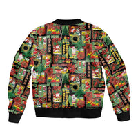 Hawaiian Santa Christmas Pattern Bomber Jacket Black Version - Wonder Print Shop
