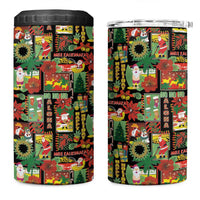 Hawaiian Santa Christmas Pattern 4 in 1 Can Cooler Tumbler Black Version - Wonder Print Shop