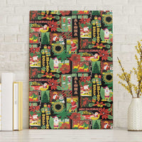 Hawaiian Santa Christmas Pattern Canvas Wall Art Black Version - Wonder Print Shop