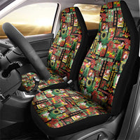 Hawaiian Santa Christmas Pattern Car Seat Cover Black Version - Wonder Print Shop