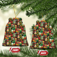 Hawaiian Santa Christmas Pattern Ceramic Ornament Black Version - Wonder Print Shop