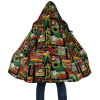 Hawaiian Santa Christmas Pattern Cloak Black Version - Wonder Print Shop