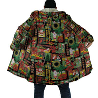 Hawaiian Santa Christmas Pattern Cloak Black Version - Wonder Print Shop