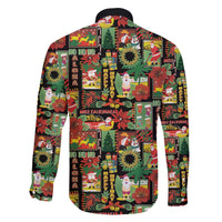 Hawaiian Santa Christmas Pattern Family Matching Off The Shoulder Long Sleeve Dress and Hawaiian Shirt Black Version - Wonder Print Shop