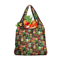 Hawaiian Santa Christmas Pattern Grocery Bag Black Version - Wonder Print Shop