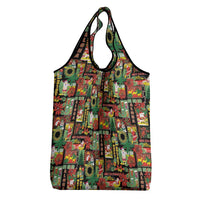 Hawaiian Santa Christmas Pattern Grocery Bag Black Version - Wonder Print Shop