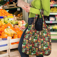 Hawaiian Santa Christmas Pattern Grocery Bag Black Version - Wonder Print Shop