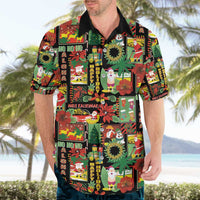 Hawaiian Santa Christmas Pattern Hawaiian Shirt Black Version - Wonder Print Shop