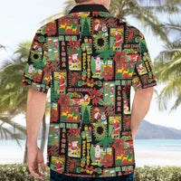 Hawaiian Santa Christmas Pattern Hawaiian Shirt Black Version - Wonder Print Shop