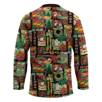 Hawaiian Santa Christmas Pattern Hockey Jersey Black Version - Wonder Print Shop