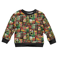 Hawaiian Santa Christmas Pattern Kid Ugly Christmas Sweater Black Version - Wonder Print Shop