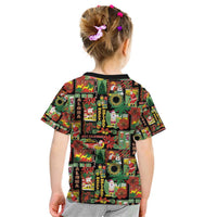 Hawaiian Santa Christmas Pattern Kid T Shirt Black Version - Wonder Print Shop
