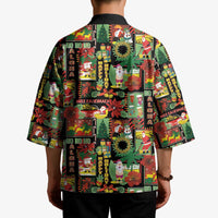 Hawaiian Santa Christmas Pattern Kimono Black Version - Wonder Print Shop