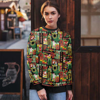 Hawaiian Santa Christmas Pattern Ugly Christmas Sweater Black Version - Wonder Print Shop