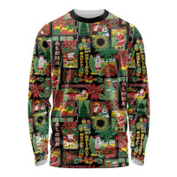 Hawaiian Santa Christmas Pattern Long Sleeve Shirt Black Version - Wonder Print Shop