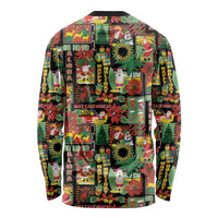Hawaiian Santa Christmas Pattern Long Sleeve Shirt Black Version - Wonder Print Shop