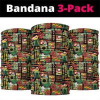 Hawaiian Santa Christmas Pattern Neck Gaiter Black Version - Wonder Print Shop