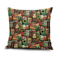 Hawaiian Santa Christmas Pattern Pillow Cover Black Version - Wonder Print Shop