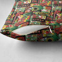 Hawaiian Santa Christmas Pattern Pillow Cover Black Version - Wonder Print Shop