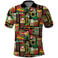 Hawaiian Santa Christmas Pattern Polo Shirt Black Version - Wonder Print Shop