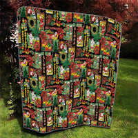 Hawaiian Santa Christmas Pattern Quilt Black Version - Wonder Print Shop