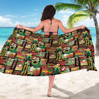Hawaiian Santa Christmas Pattern Sarong Black Version - Wonder Print Shop