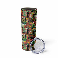 Hawaiian Santa Christmas Pattern Skinny Tumbler Black Version - Wonder Print Shop