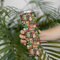 Hawaiian Santa Christmas Pattern Skinny Tumbler Black Version - Wonder Print Shop