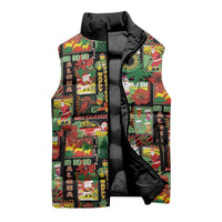 Hawaiian Santa Christmas Pattern Sleeveless Puffer Jacket Black Version - Wonder Print Shop