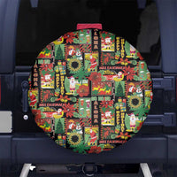 Hawaiian Santa Christmas Pattern Spare Tire Cover Black Version - Wonder Print Shop