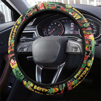 Hawaiian Santa Christmas Pattern Steering Wheel Cover Black Version - Wonder Print Shop