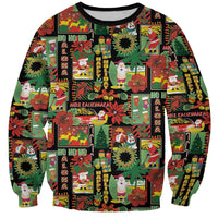 Hawaiian Santa Christmas Pattern Sweatshirt Black Version - Wonder Print Shop